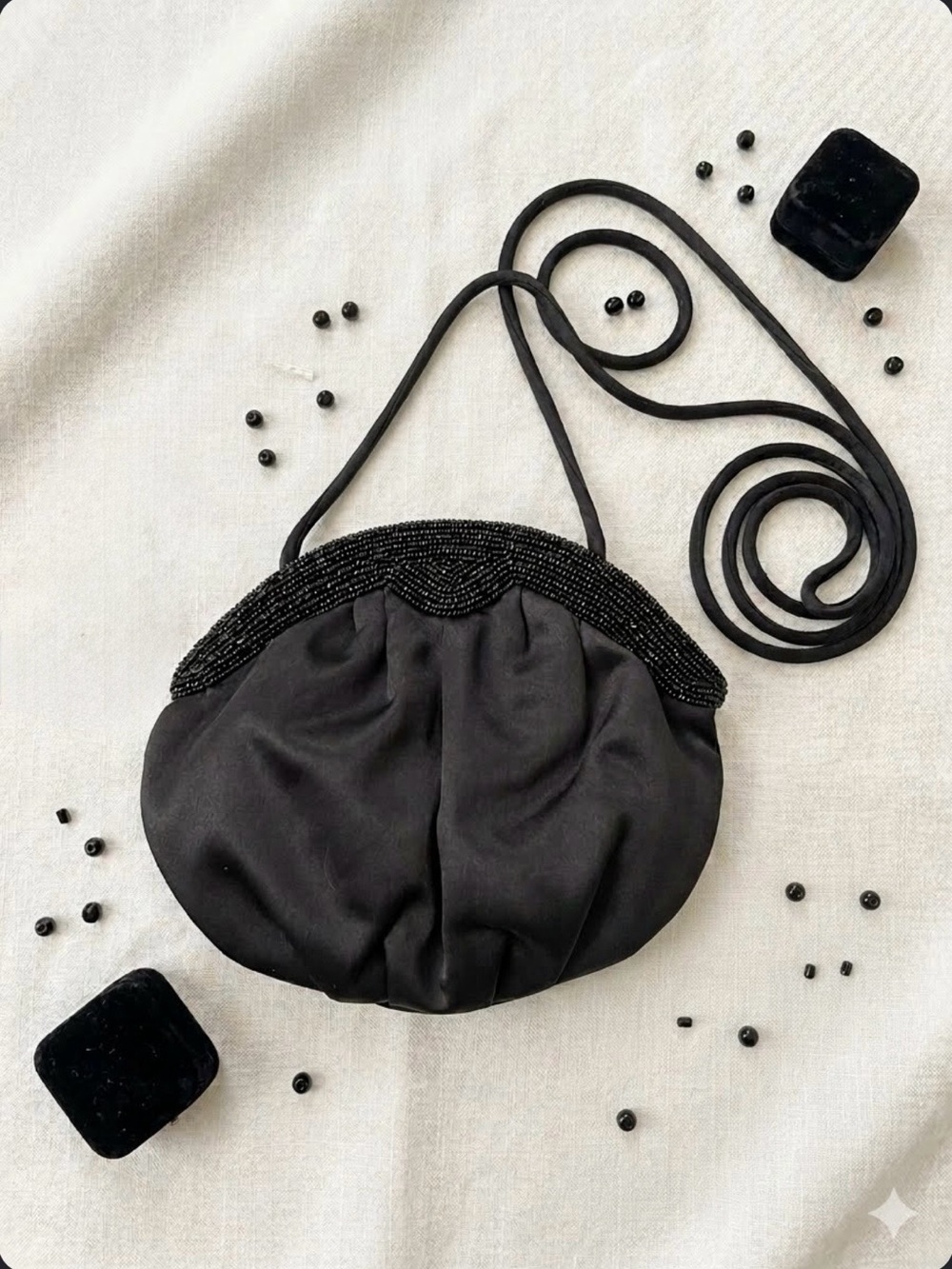 vintage La Regale black beaded evening bag